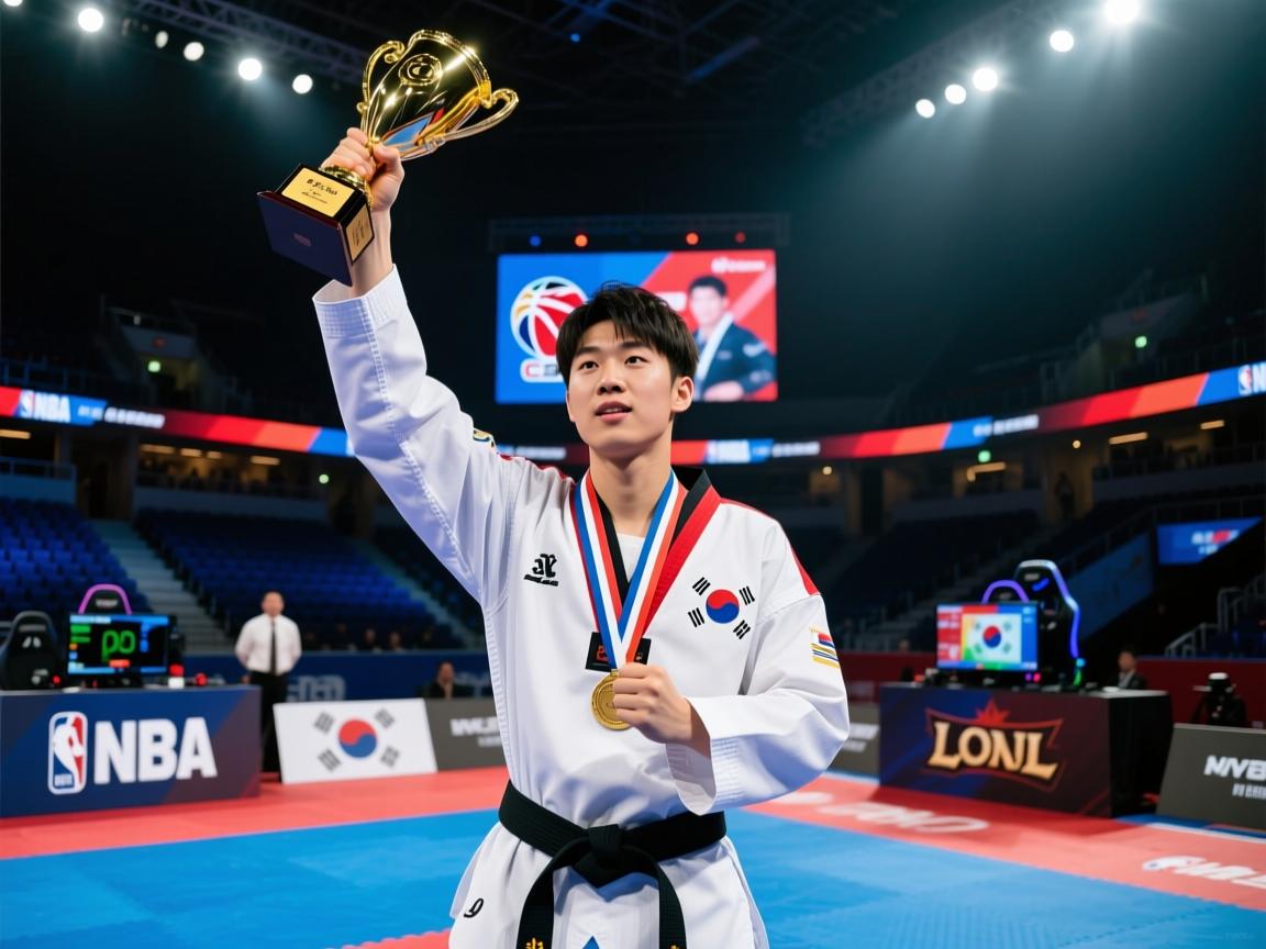 跆拳道比赛中韩国选手夺得冠军  第2张